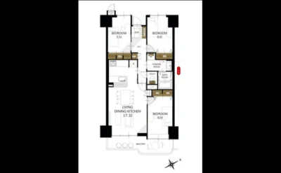 エンゼルハイムリバーサイド高槻 間取り図1（仲介手数料無料）