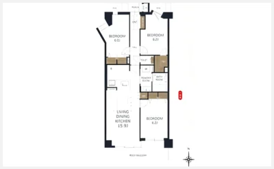 コスモ光善寺 313号室の間取り図（仲介手数料無料）