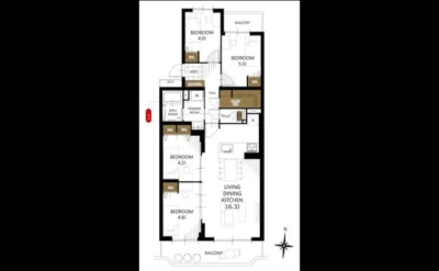 サンヴェール高槻三号棟 間取り図1（仲介手数料無料）
