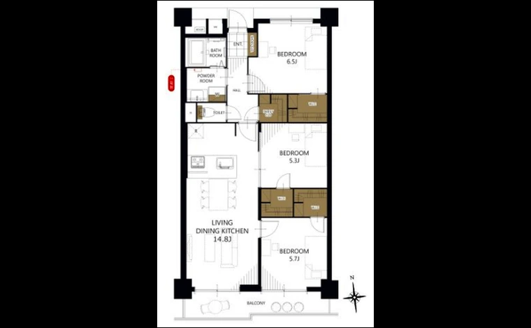 プレジデント箕面Ｂ棟 405号室