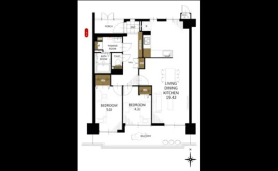 マイシティおおさか２番館 間取り図1（仲介手数料無料）