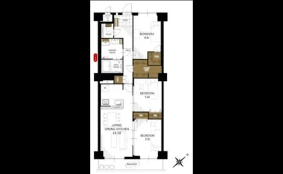 ライオンズマンション枚方 間取り図1（仲介手数料無料）