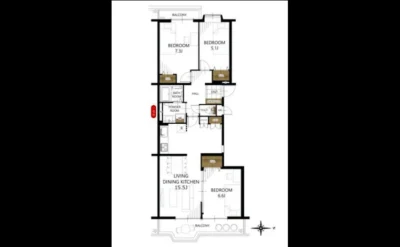 リバーサイドともぶち第一住宅１４号棟 間取り図1（仲介手数料無料）