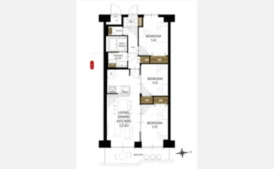 八尾山本レックスマンション 間取り図1（仲介手数料無料）