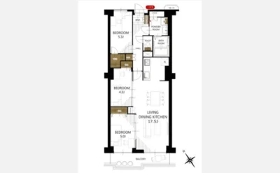 寝屋川コーポラス 間取り図1（仲介手数料無料）