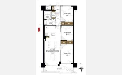 エクセランス堺東 間取り図1（仲介手数料無料）