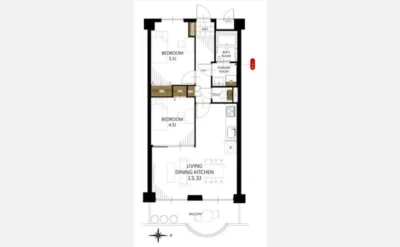 サン三国マンション 間取り図1（仲介手数料無料）