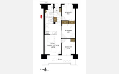 千舟リバーサイドヴィラＤ棟 間取り図1（仲介手数料無料）