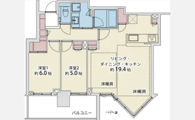 シティタワー東梅田パークフロント 間取り1（仲介手数料無料）