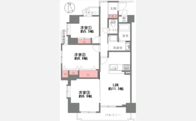 ライオンズマンション鶴橋 リビング1（仲介手数料無料）
