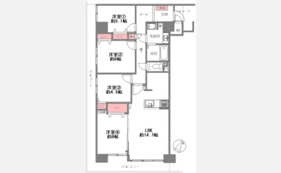 ファミールパーク鶴見 リビング1（仲介手数料無料）