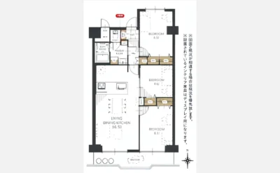 白川高層住宅8号棟　間取り図1（仲介手数料無料）