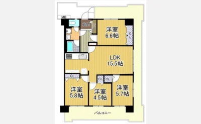 千舟リバーサイドヴィラＤ棟 間取り図1（仲介手数料無料）