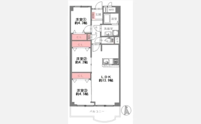 千里グランドコーポ 間取り図1（仲介手数料無料）