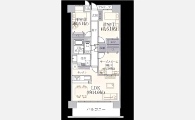 カルム四天王寺夕陽ヶ丘 間取り図1（仲介手数料無料）