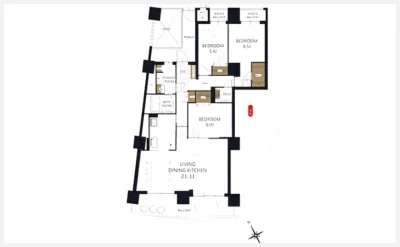 ベイシティ大阪センタープラザ 809号室の間取り図（仲介手数料無料）