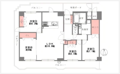クレール八戸ノ里ソレイユ 1203号室の間取り図（仲介手数料無料）
