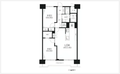 プライムハイツ新大阪 823号室の間取り図（仲介手数料無料）