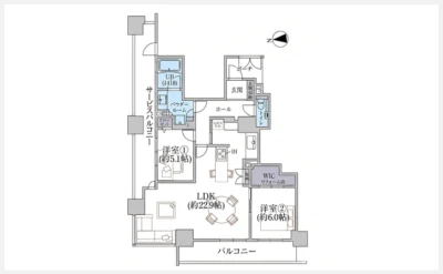 シティタワー堀江 2406号室の間取り図（仲介手数料無料）