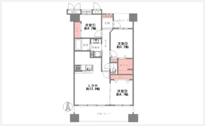 ルネヒューマンズガーデン鶴見 208号室の間取り図（仲介手数料無料）