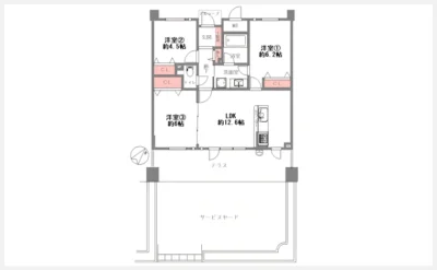 プレステ１５番館鶴見緑地 102号室の間取り図（仲介手数料無料）