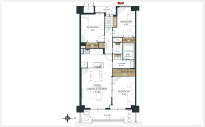 エルグリーンたつみ 1404号室の間取り図（仲介手数料無料）