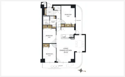 インテリジェントシティ 801号室の間取り図（仲介手数料無料）